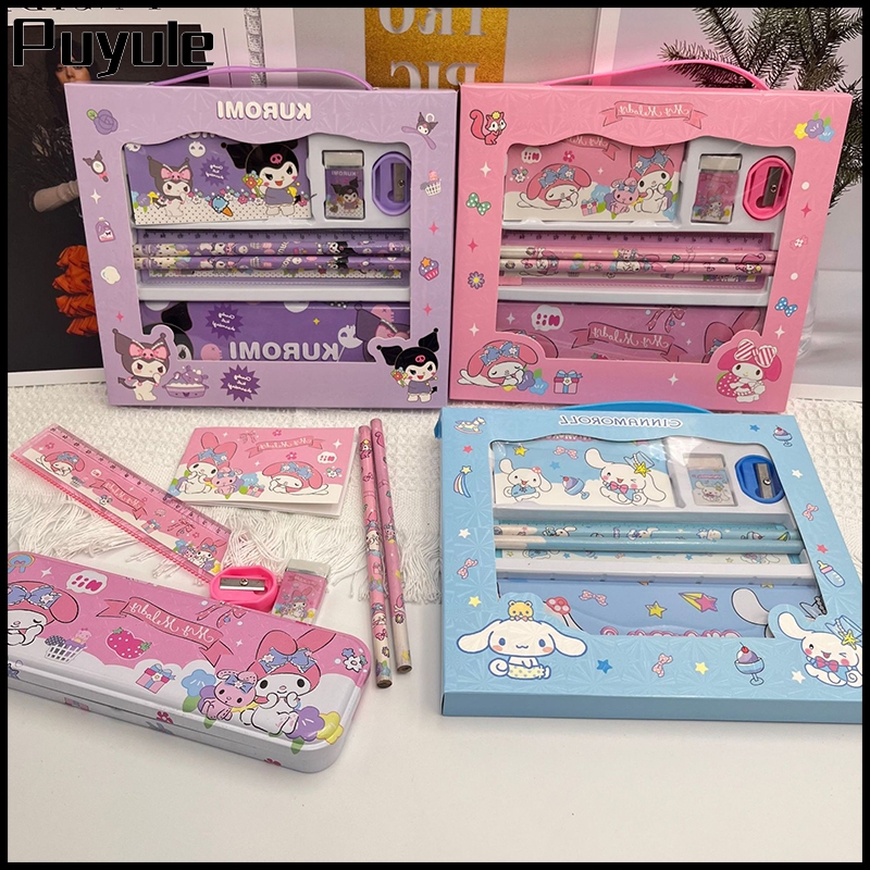 

Puyule Alat Tulis Anak Tk Kotak Pensil Set Kuromi Cinnamoroll 7 in 1 Pensil Box Hadiah Anak