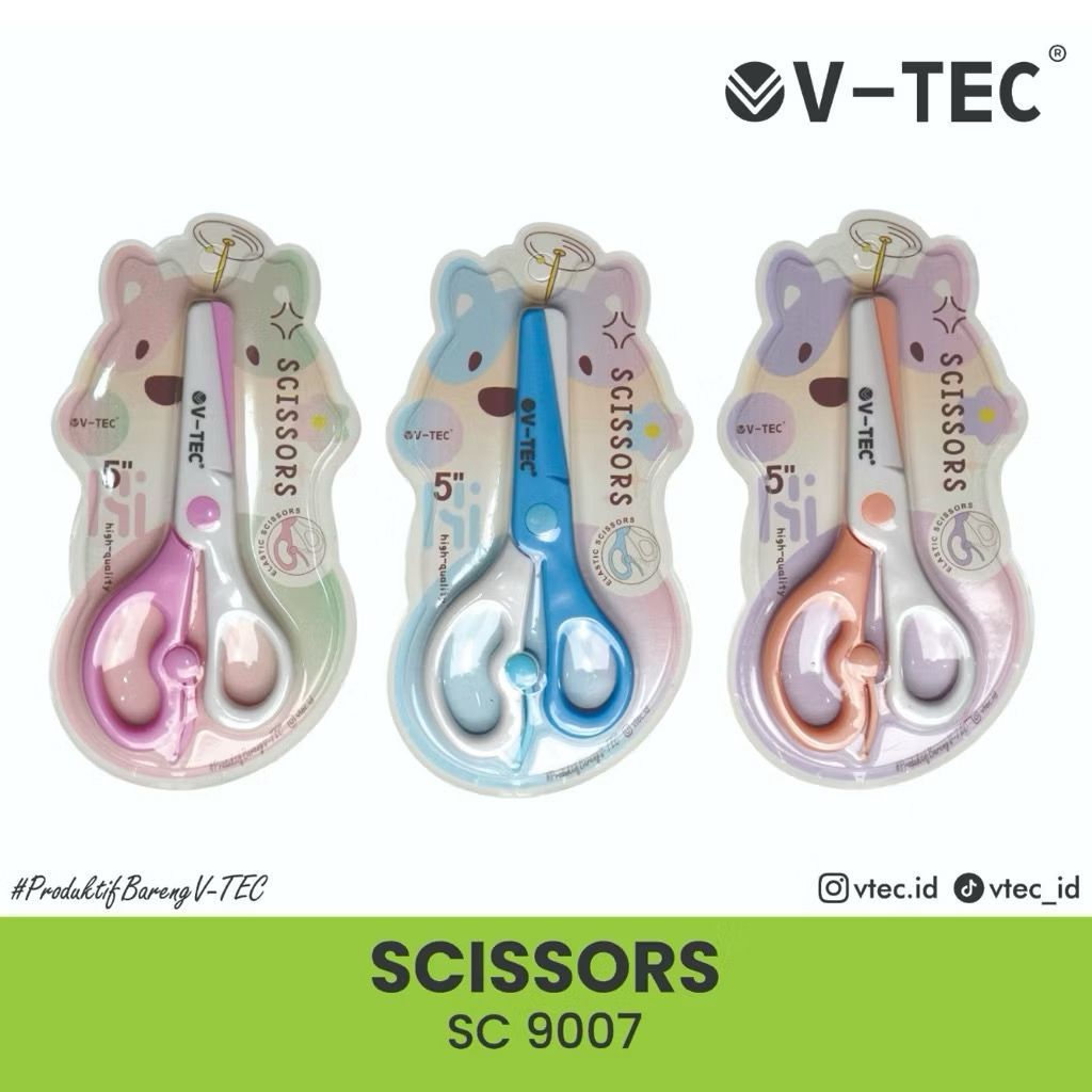 

V-TEC Gunting Kertas Anak Lucu Warna Pastel – Scissors DIY, Sekolah & Kerajinan Anak 5 Inch