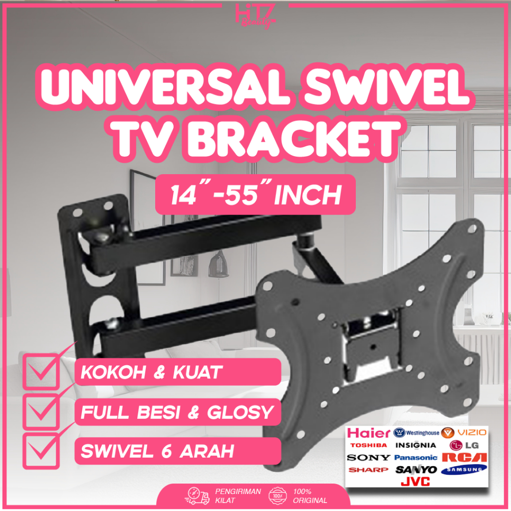 BRACKET SWIVEL TV LED 14 17 19 20 22 24 27 32 40 43 Inch Universal Smart TV Digital LCD Braket Putar