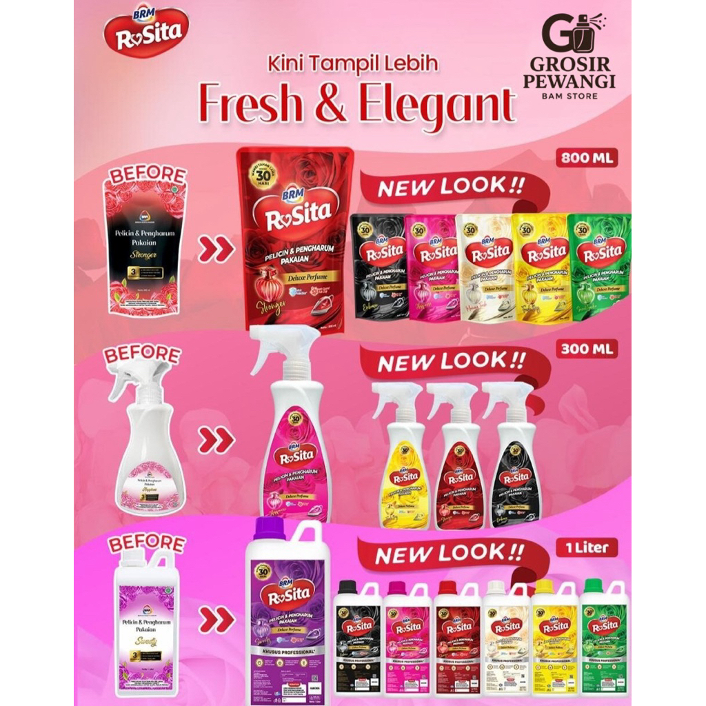 BRM Rosita Pewangi dan Pelicin Pakaian - Pewangi Laundry Berkah Rosita Mandiri Parfum Laundry Premiu