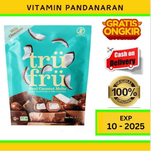 

Trufru Milk Chocolate Real Coconut Melts 119 Gr Buah Kelapa dengan Dark Coklat - Gluten Free