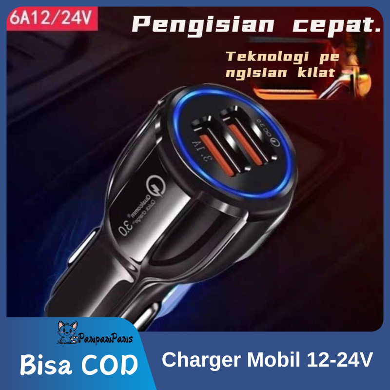 3.1A QC3.0 Car Charger 12-24V Car Adapter Socket Splitter Cigarette Lighter 2 USB Quick Car Phone Ch