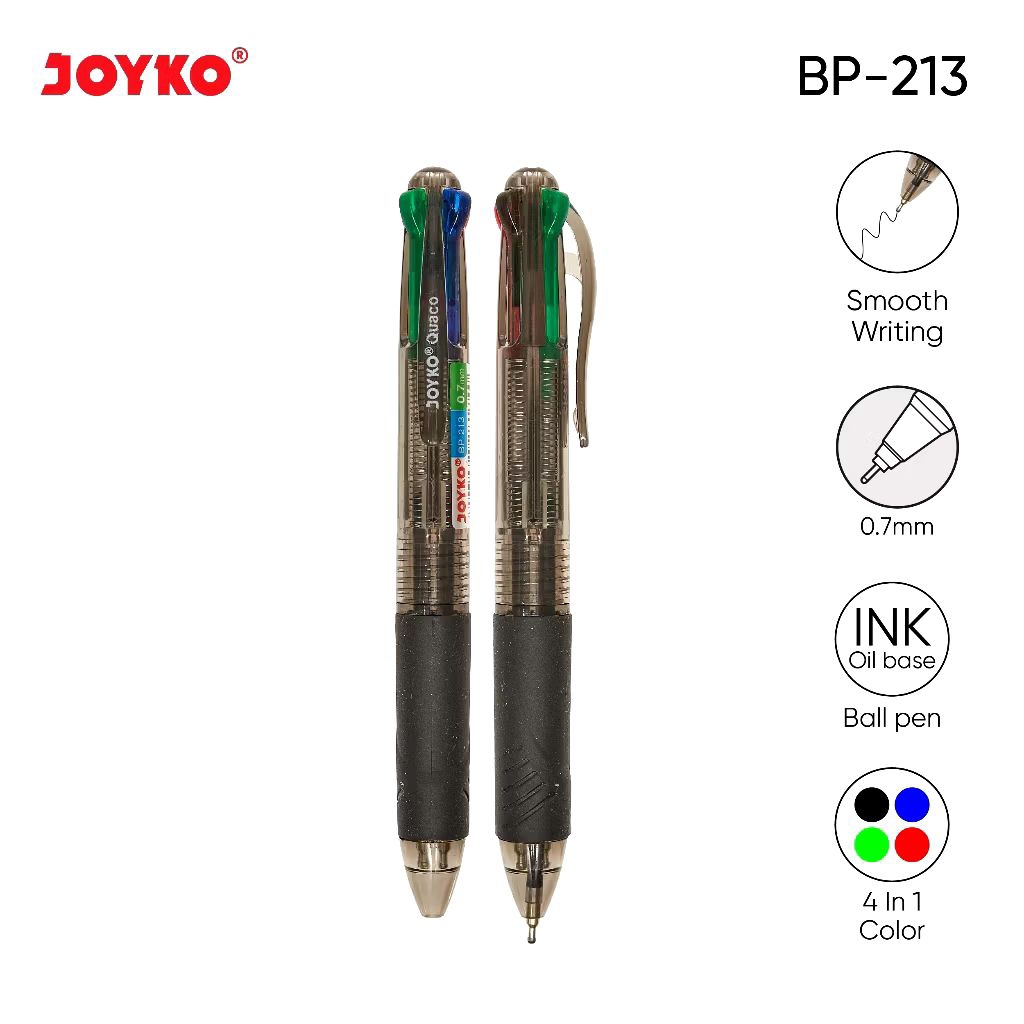 

Joyko BP-213 Quaco | Ball Pen 4 Warna / Pulpen / Pena | Pen | Ballpoint 0.7mm | Bolpoin 4 Color