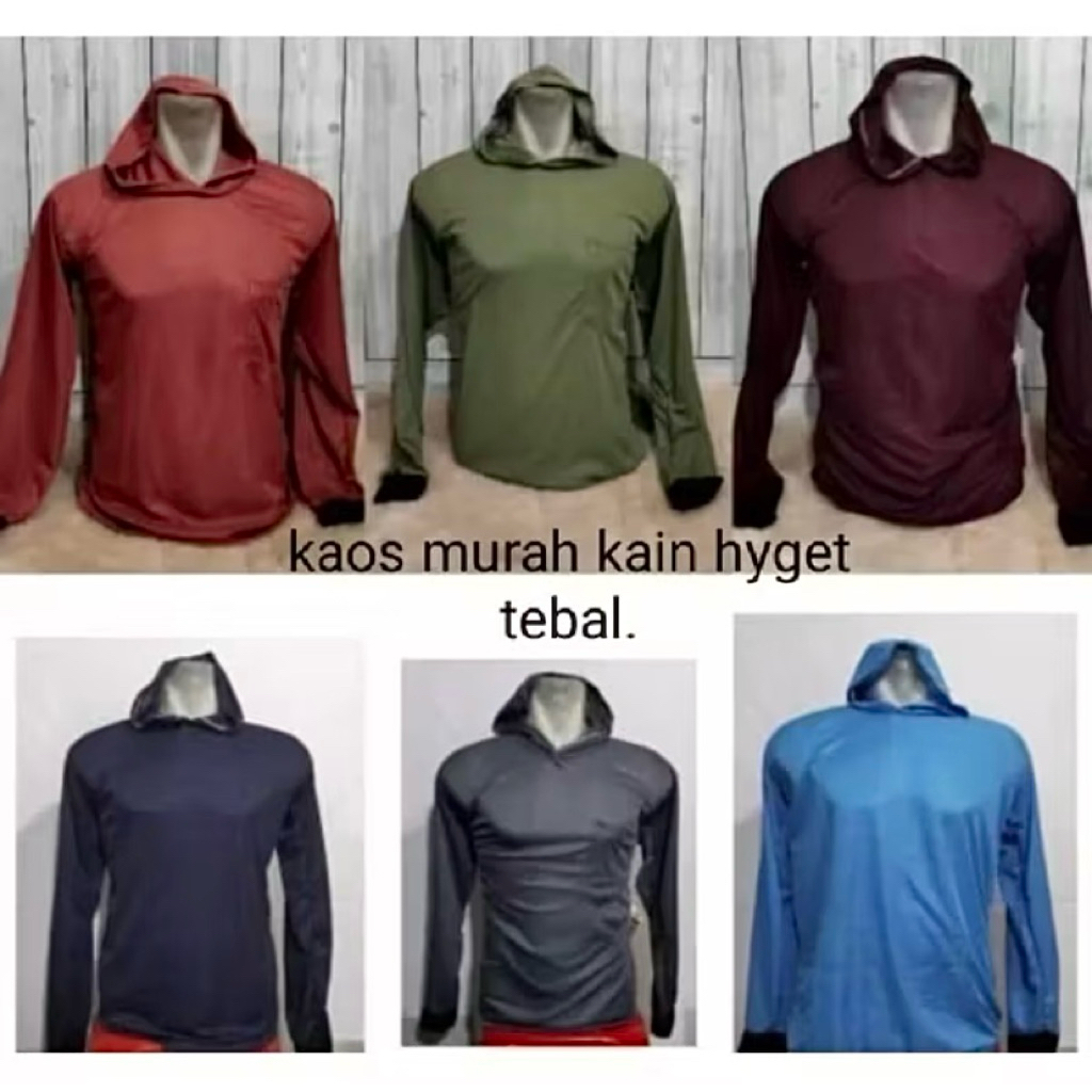 Kaos lengan panjang topi / kaos lengan panjang / baju tani / baju proyek / kaos kupluk lengan panjan