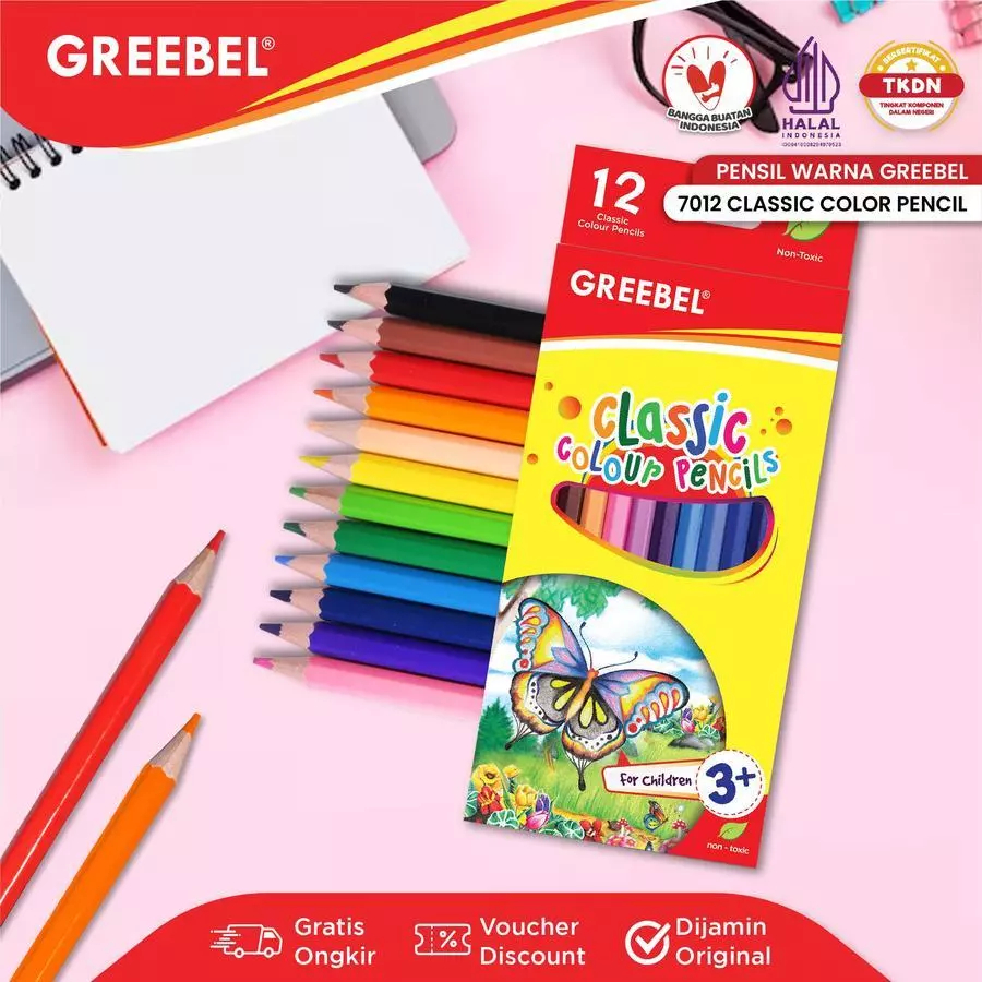 

Pensil Warna Panjang Greebel 7012 12 Warna / Pensil Warna Panjang GREEBEL Classic Color Pencil 12