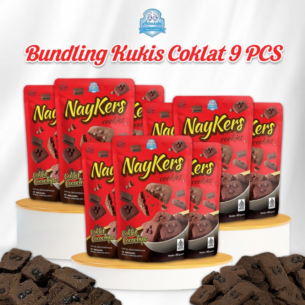 

Paket Bundling 9pcs Kukis Chocolate Cemilan Sehat Diet Chocochips Naykers