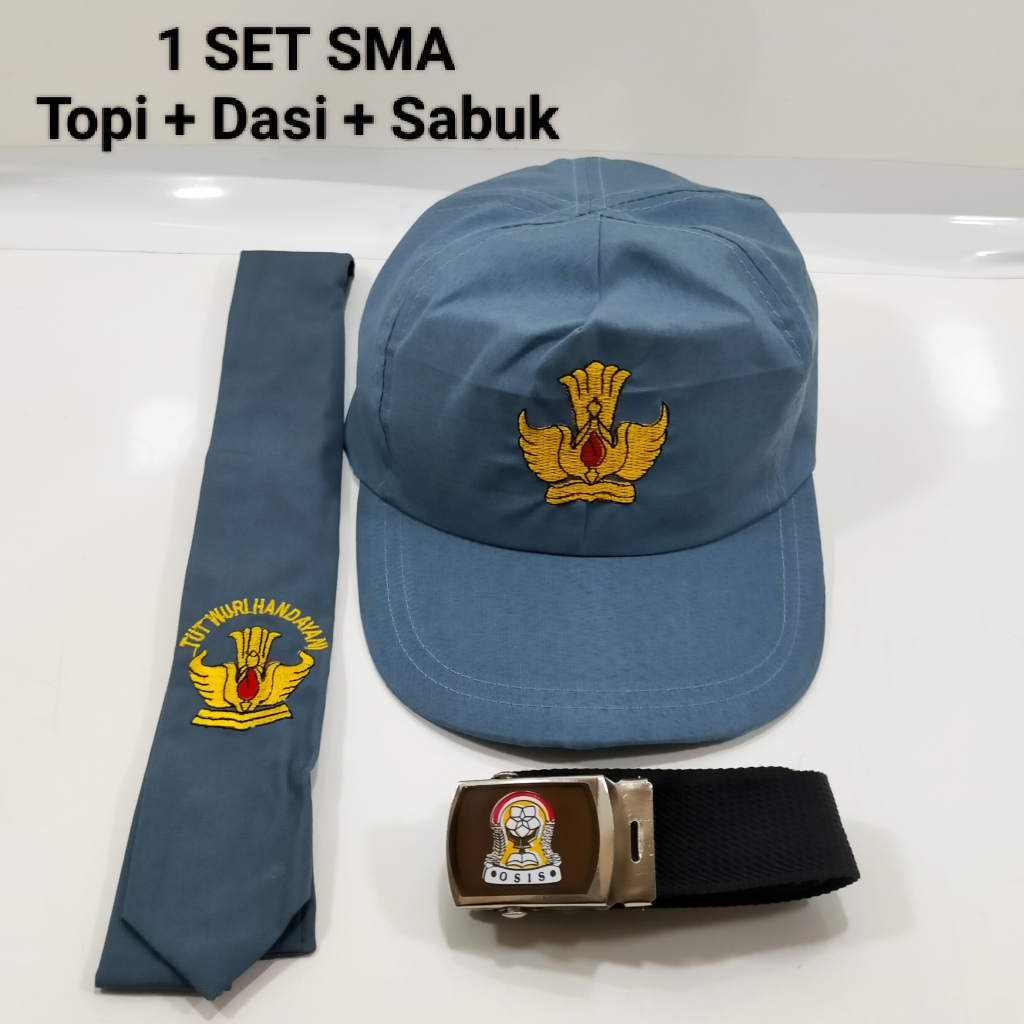 Set Lengkap Sekolah SMA Topi  Dasi Sabuk  SMA
