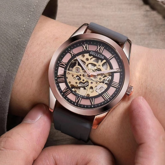 Belleda Jam Tangan Pria SN 9475 Automatic Anti Air Fashion Mewah Cowok Bisa COD Original