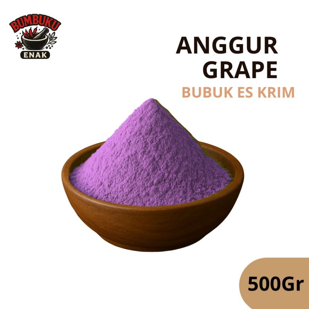 

Bubuk Es Krim Anggur Grape 500gr – Rasa Buah Segar Manis Asam, Siap Pakai untuk Dessert & Minuman