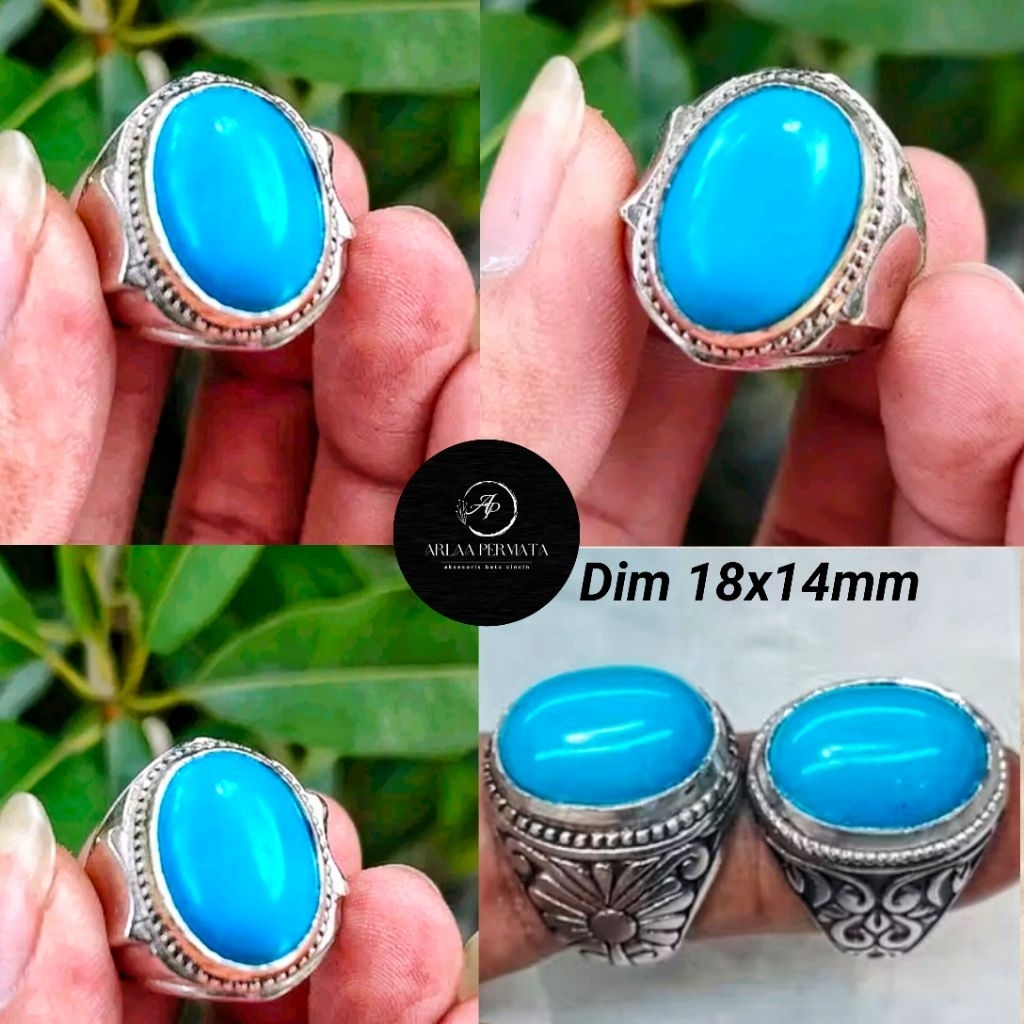 CINCIN BATU PIRUS MESIR BIRU FANCY POLOS HG RING ALPAKA SUPER