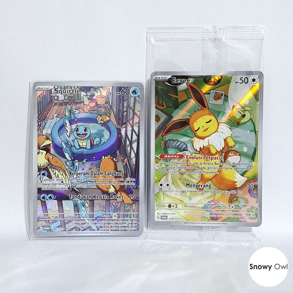 Squirtle 094/SV-P & Eevee 228/SV-P AR Promo Set Pokemon TCG Card Indonesia Original