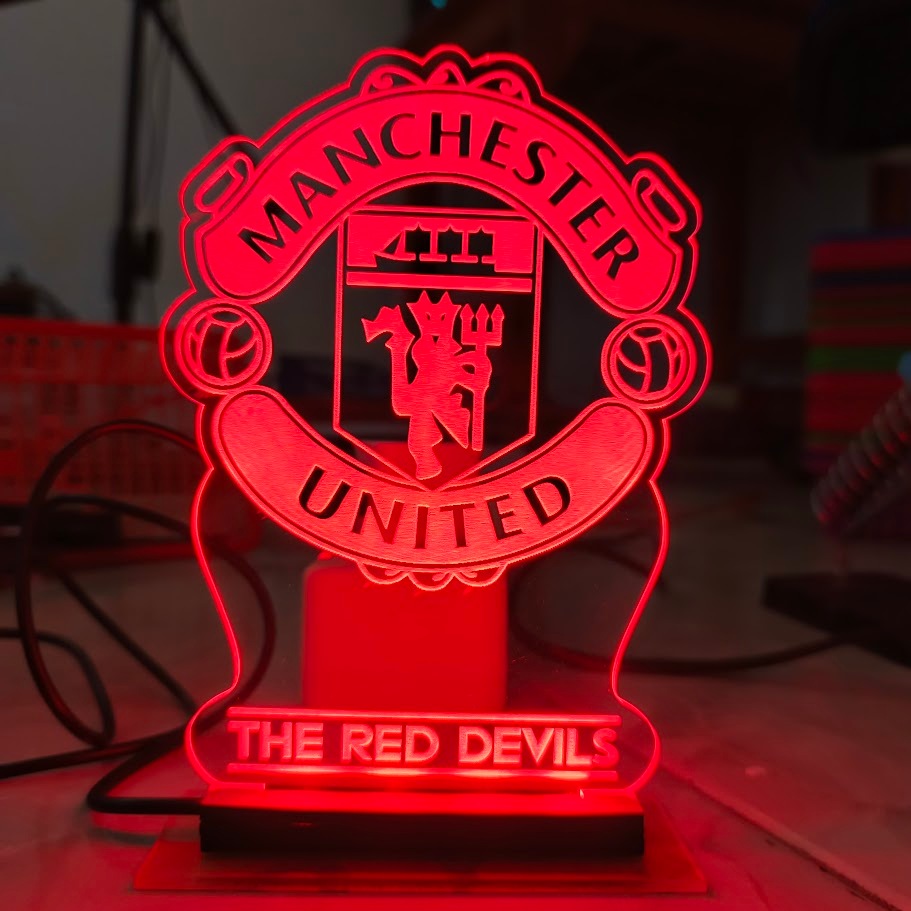 LAMPU HIAS LED 3D AKRLIK UKIRAN CLUB SEPAKBOLA / LAMPU HIASAN KAMAR 3D LED