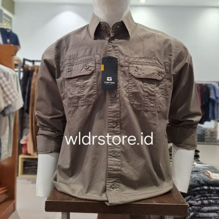 KEMEJA KATUN PRIA CLASSIC BRAND TOP TEN ORIGINAL LENGAN PANJANG PS012B