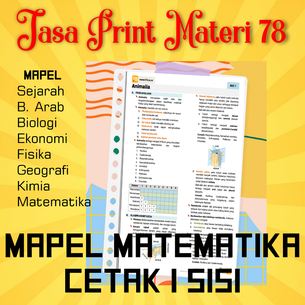 

(MATEMATIKA 1 sisi) Jasa Print Cetak Materi 78 Ukuran A5 atau B5 Mapel matematika Cetak 1 sisi