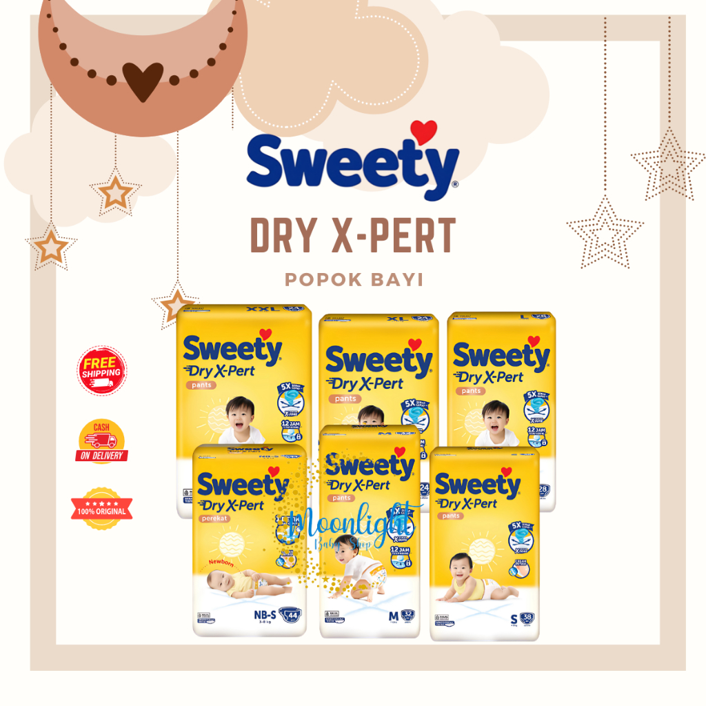 Popok Sweety Bronze Comfort Pants Dry X-Pert Tipe Celana dan Perekat NBS44/S36/M32/L28/XL26/XXL24