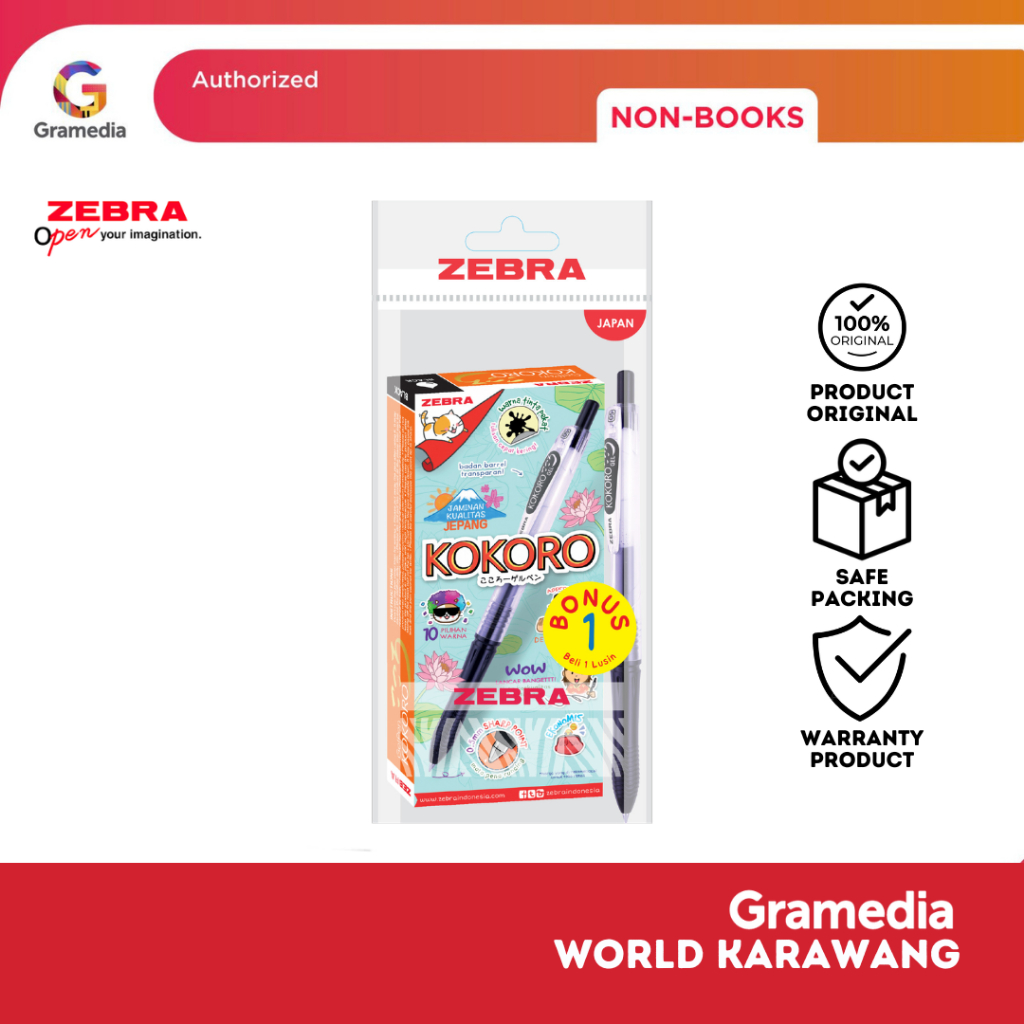 

ZEBRA KOKORO 0.5 BLACK SET 12 FREE 1PC - Gramedia Karawang