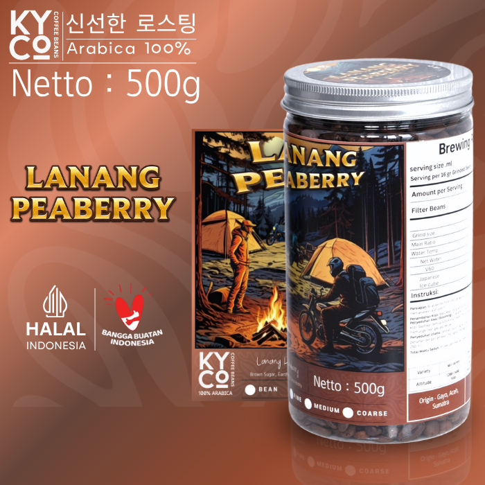 

Biji Kopi Arabika Lanang Peaberry 500 gram - Gayo Arabika Semi Wash Grade 1 | Roast Beans | Brewing | Medium Roast | Fillter | Blend Kopi | Kiyowo Coffee Roastery