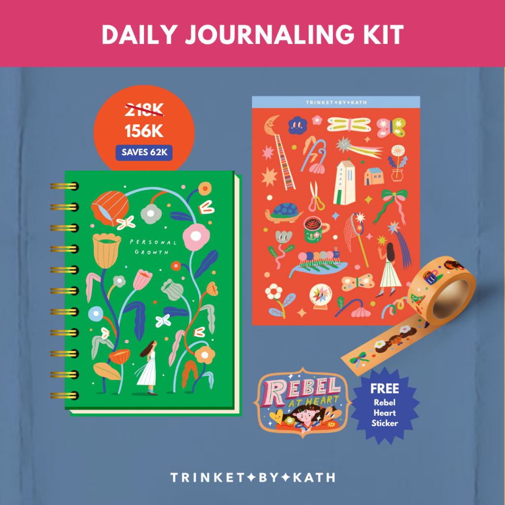 

DAILY JOURNALING KIT - Journalling / Notebook / Buku / Washitape / Solatip Ilustrasi / Memo /Sticker / Stiker / Sticker Sheet Ilustrasi- Trinket by Kath