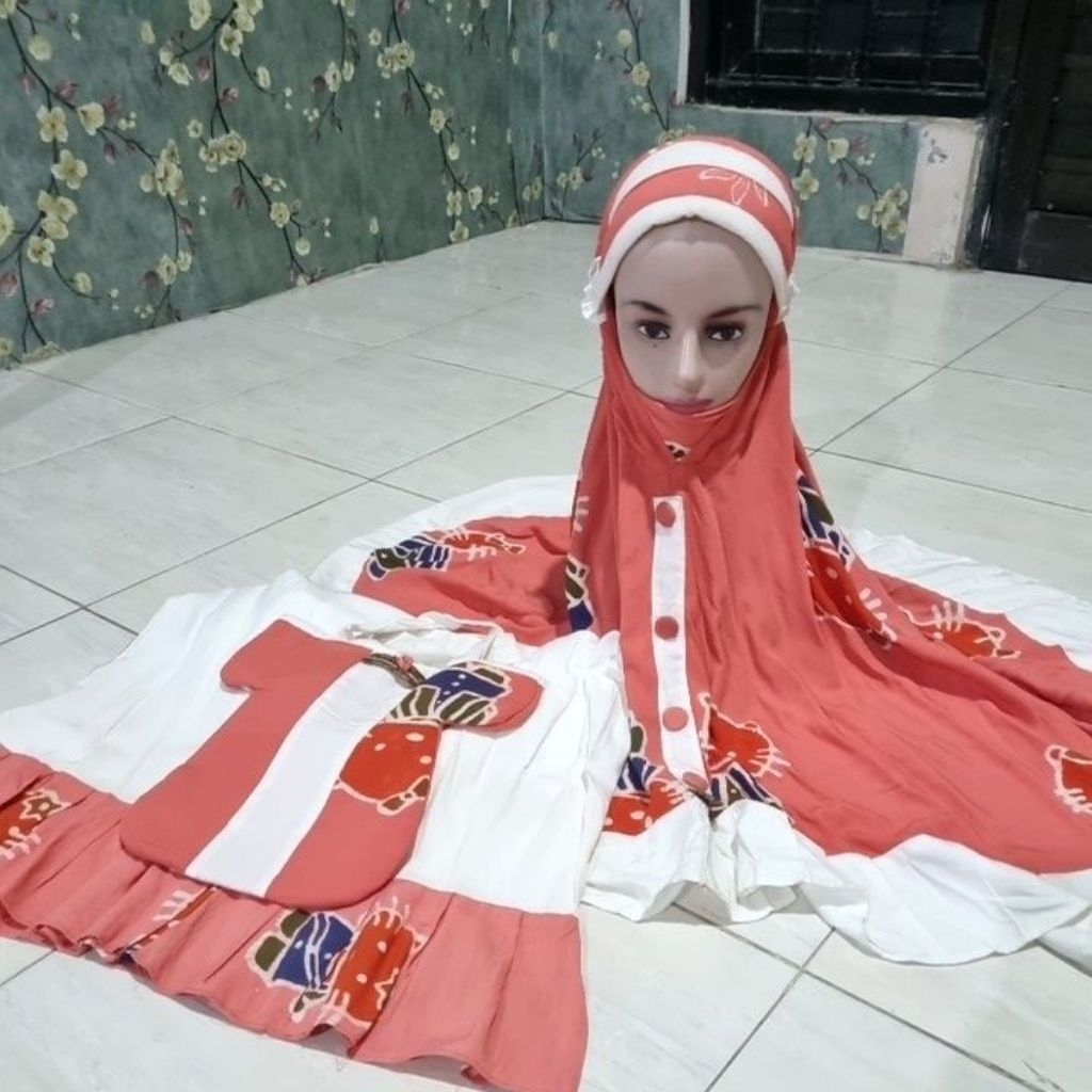 Mukenah Setelan Anak Batik Lawang Sewu Warna Random