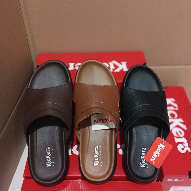 SANDAL KULIT ASLI PRIA KICKERS SLIDE SLOP 020