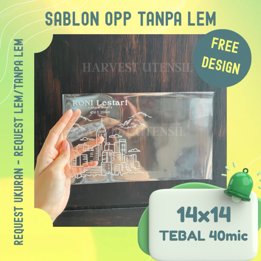 

14x14 Sablon Plastik OPP Tanpa Lem 40mic Plastik Roti Tebal Bakery Donat Kue Makanan Fashion Baju Aksesoris