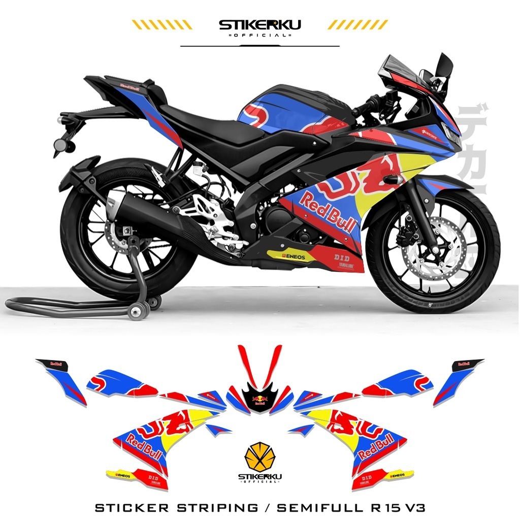 STRIPING R15 V3 SEMIFULL / R15 V3 MOTIF 3 / REDBULL / SEMIFULL R15 V3 / R15 V3 / STOCK DECALS R15 V3
