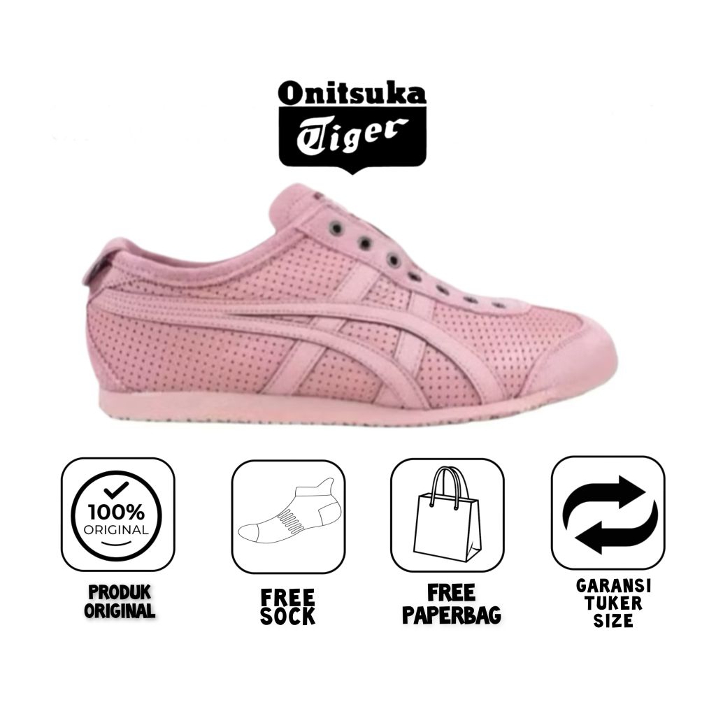 Onitsuka tiger mexico 66 slip on leather pink free paperbag