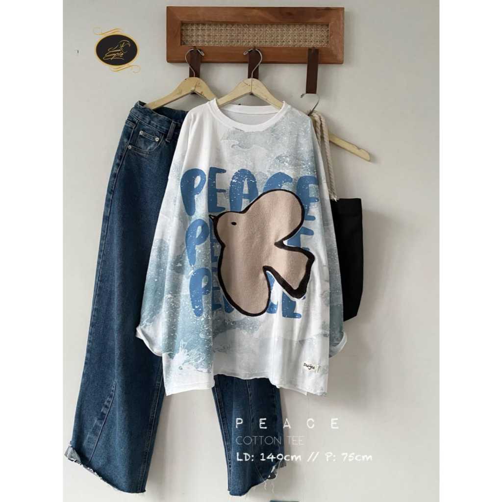 KAOS OVERSIZE WANITA LENGAN PANJANG KOREAN STYLE ATASAN WANITA KAOS JUMBO LD 140 ATASAN BIG SIZE