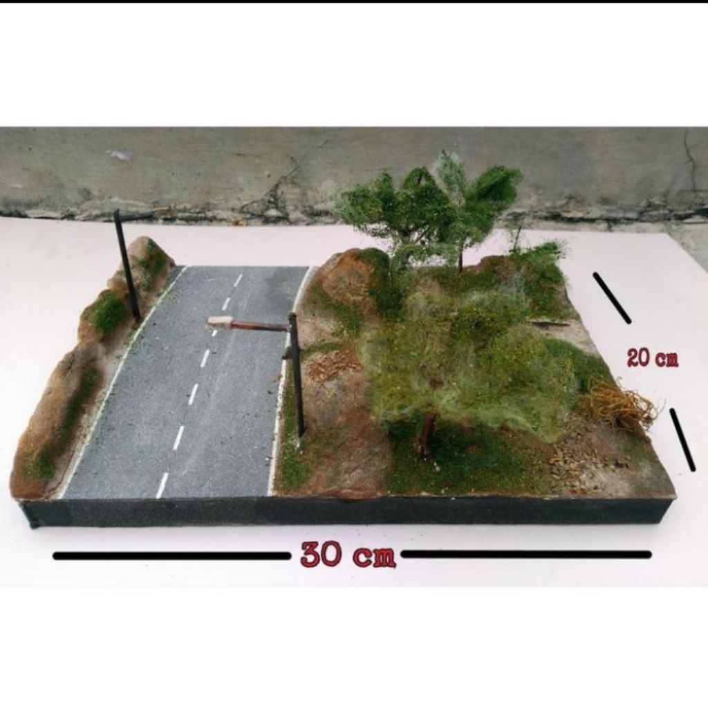 Miniatur/Diorama/Maket/Replika Jalanan dan hutan skala 1:64