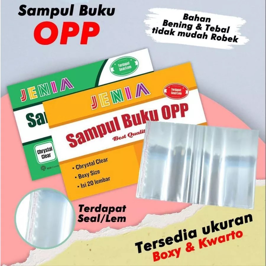 

Sampul Buku Plastik OPP (+Lem) | Ukuran Kwarto dan Boxy (Isi 20 lembar)