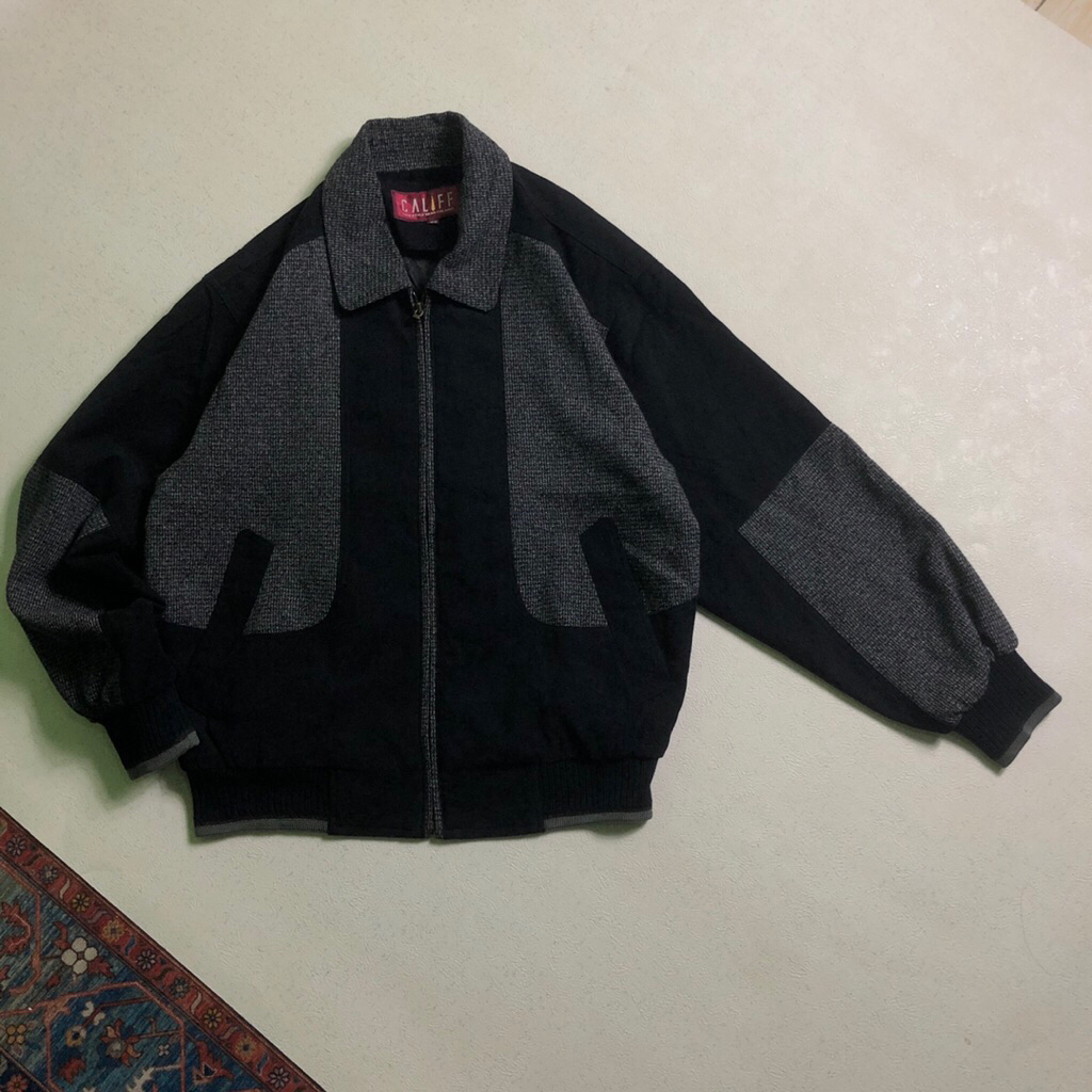 VINTAGE FLIGHT WORK JACKET WOOL COTTON TWO HIDDEN POCKET & DOUBLE INNER / PURING DALEM SIZE L / LIKE