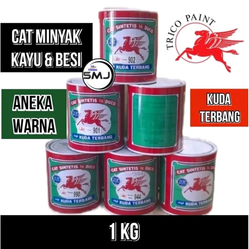 Kuda Terbang 1kg Kuda Terbang Putih Hitam Aneka Warna Cat Kuda Terbang 1/2 Duco Trico Paint 1kg