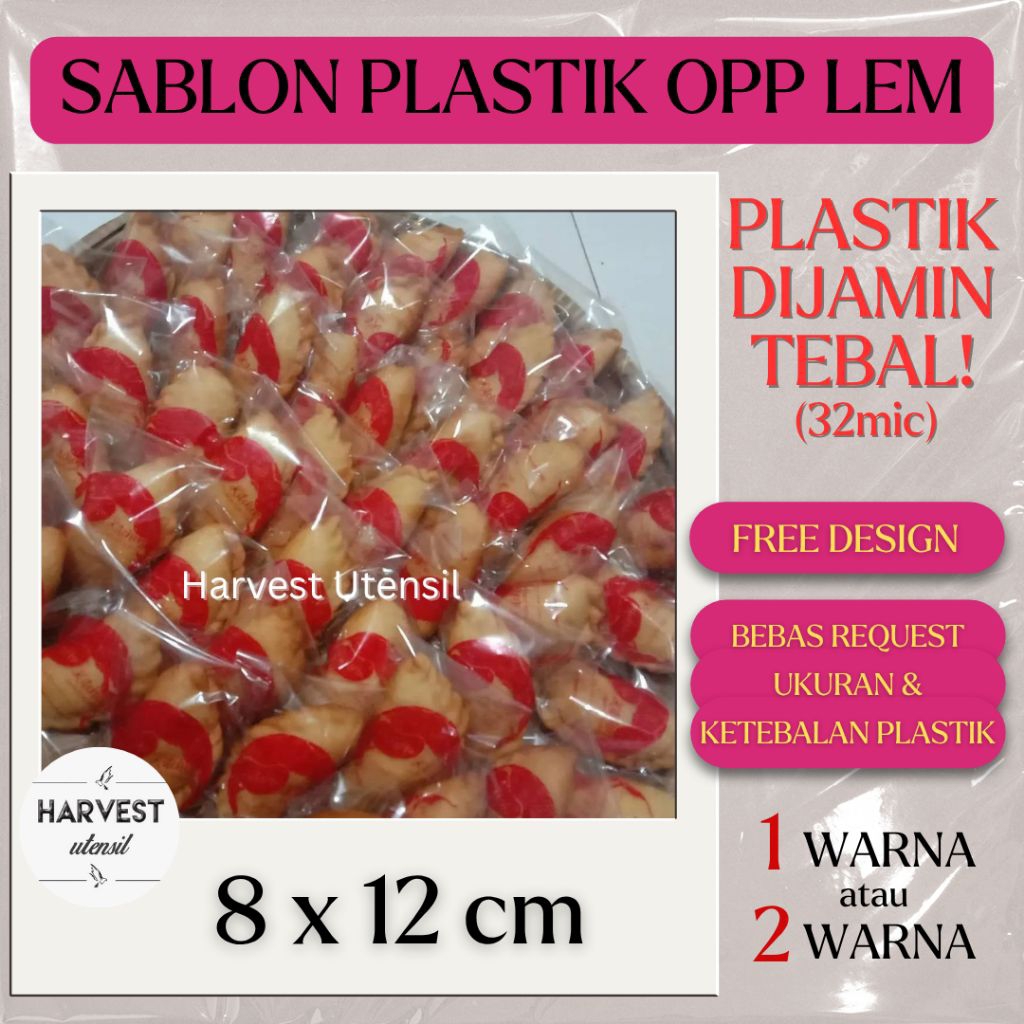 

Sablon Plastik OPP Lem 8x12 Tebal 33mic Packaging Cookies Kue Soes Pie Aksesoris
