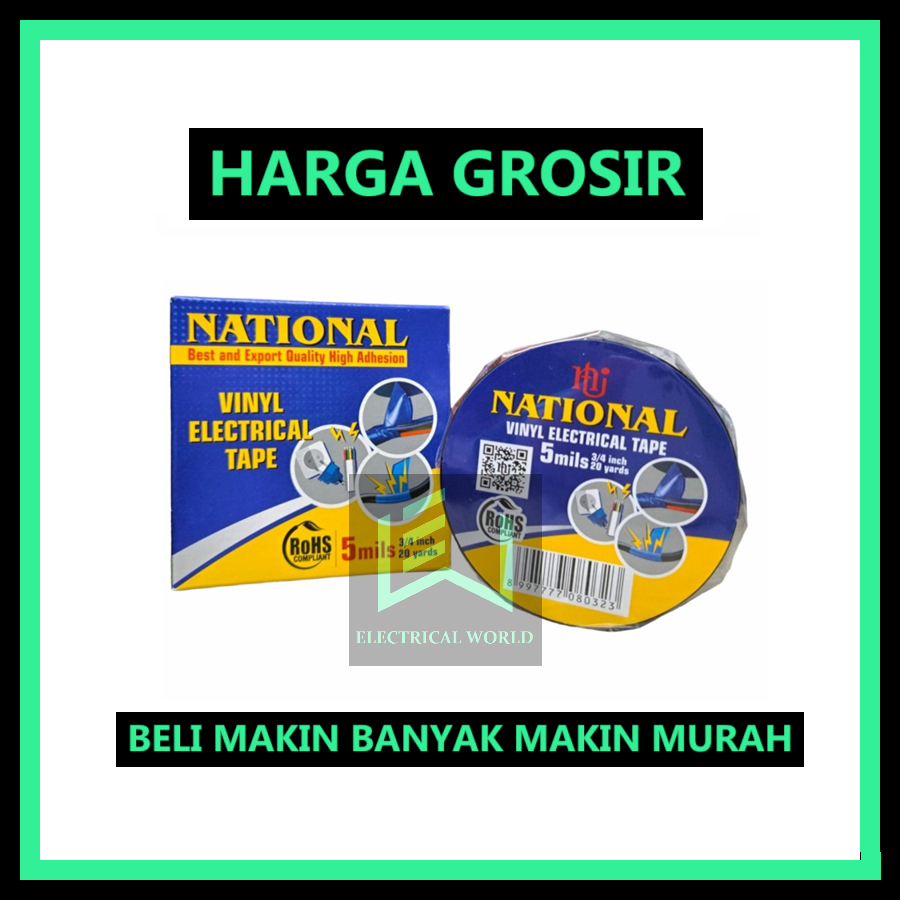 (GROSIR) Isolasi Listrik National Hitam Selotip Listrik Electrical Tape Solasi Original
