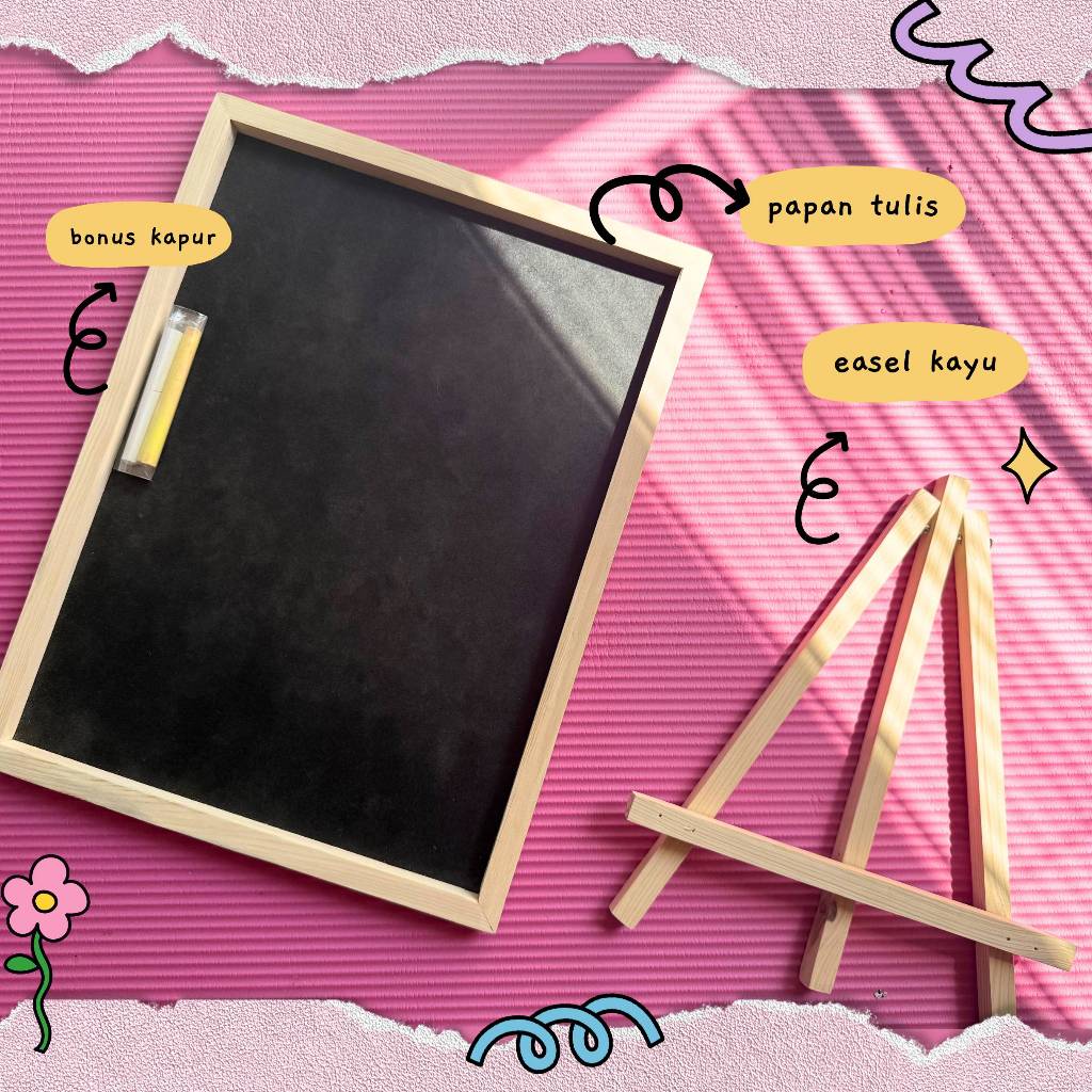 

Papan Tulis Kapur Chalk Board Easel Kayu