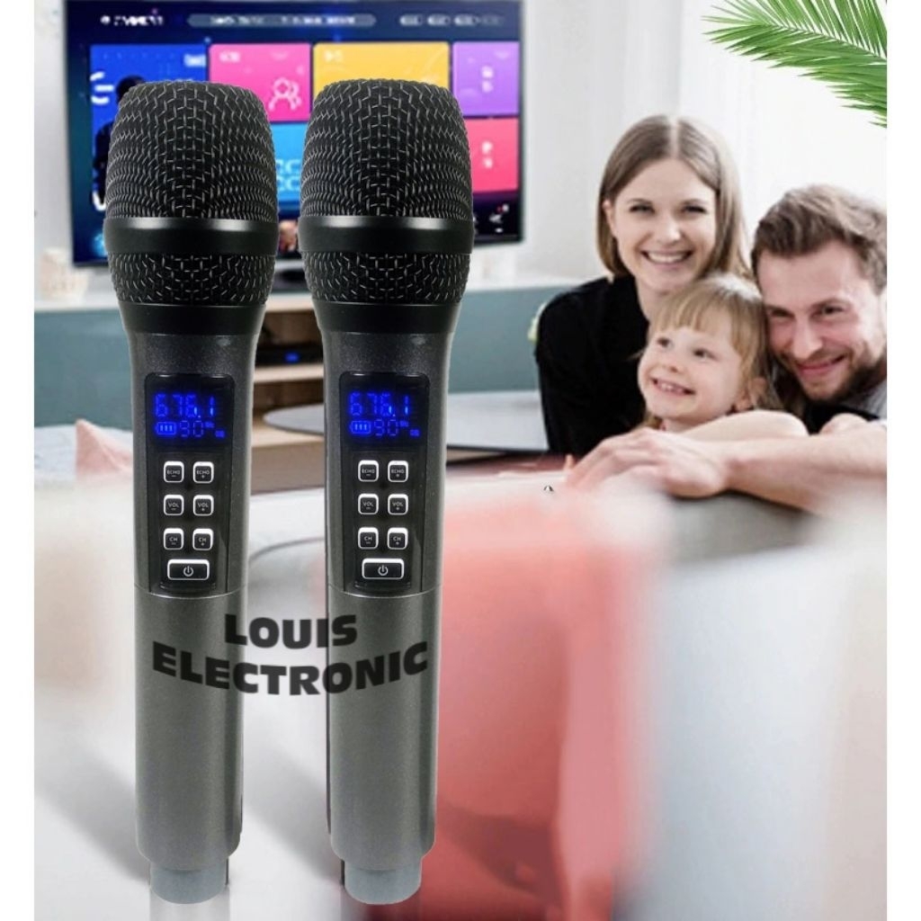 Microphone Karaoke Mic Wireless UHF Recharge Ada ECHO