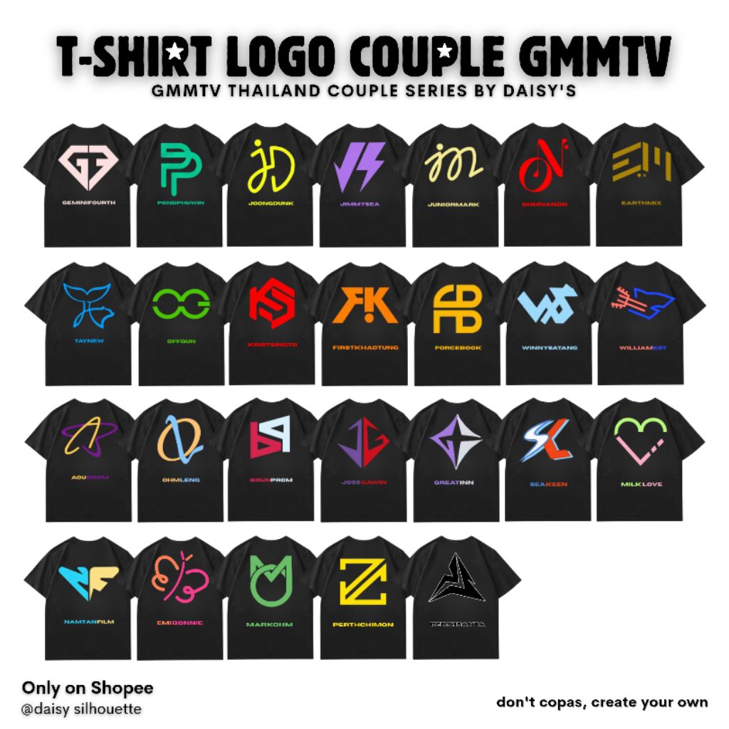 KAOS T-SHIRT LOGO COUPLE GMMTV THAILAND SERIES || KAOS AKTOR GMMTV THAILAND || LOGO OHMNANON | GEMIN
