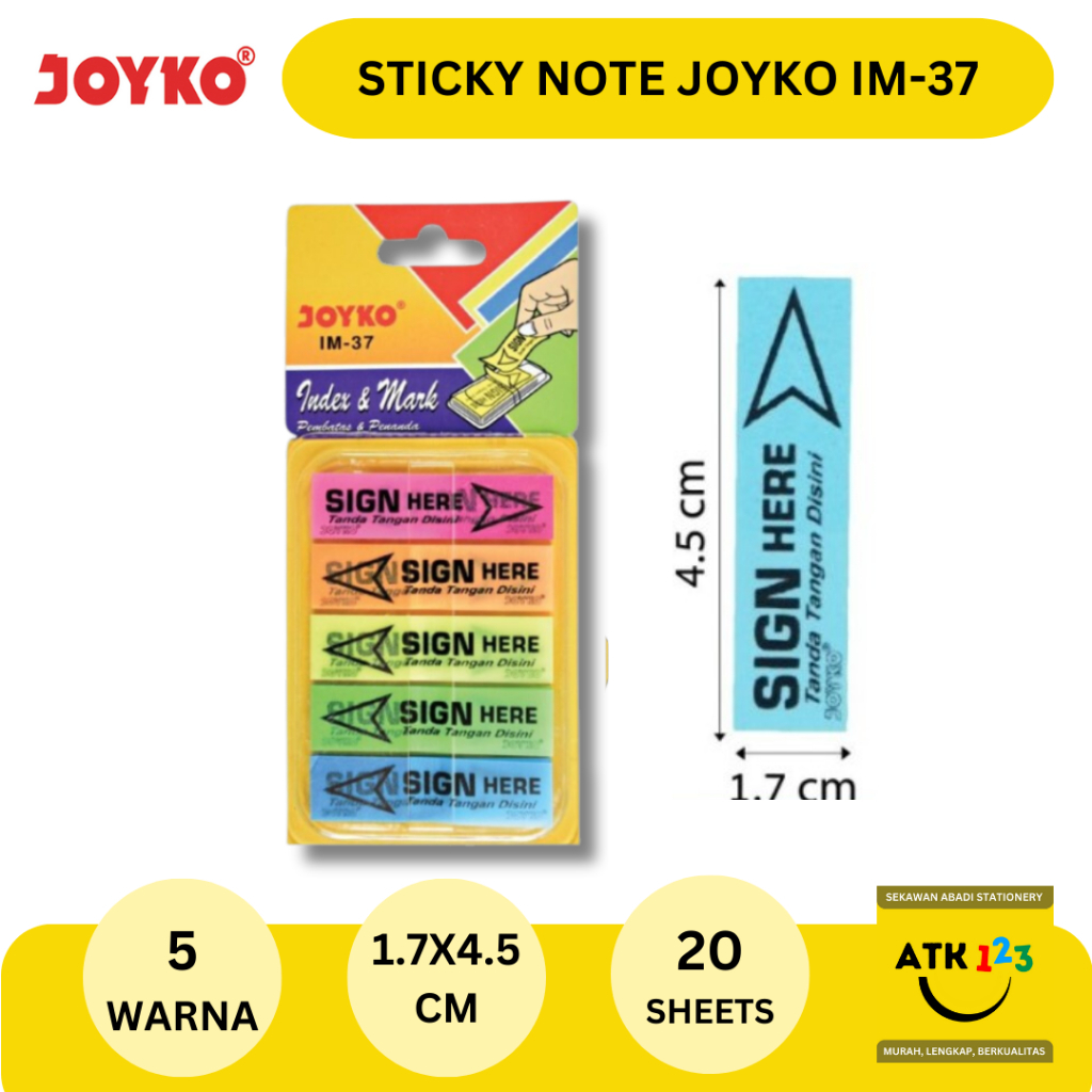

Joyko IM-37 Sign Here Sticky Note - Plastik Pembatas
