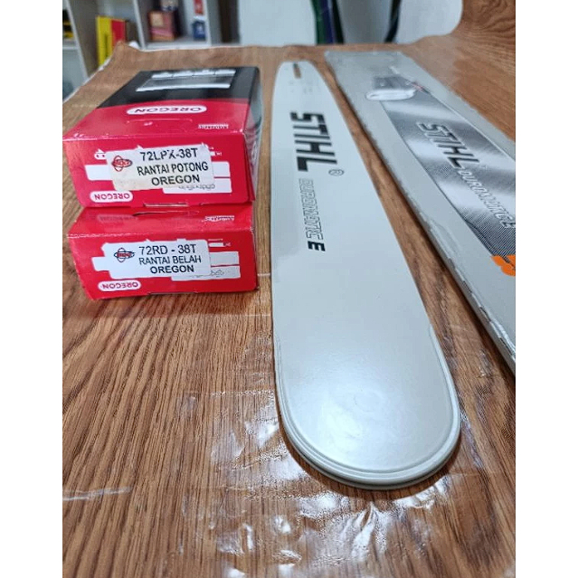 TERMURAH SATU SET BAR BAJA LASER MEREK STIHL 22" PLUS RANTAI OREGON 38T BELAH DAN POTONG TINGGAL PAS