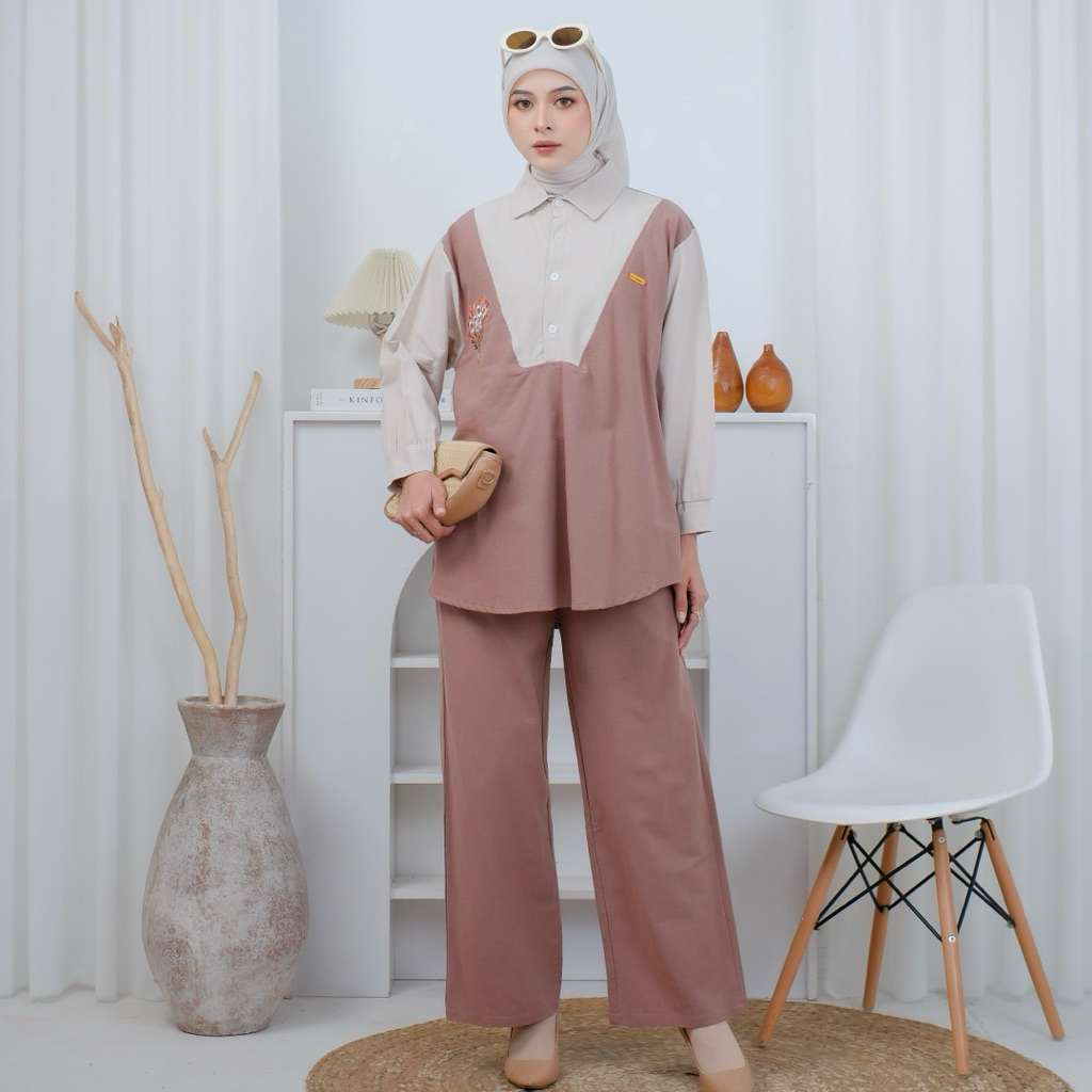 set ILLUNA by Chatifa Authentic | Setelan katun linen | 100% Original | Setelan 2IN1