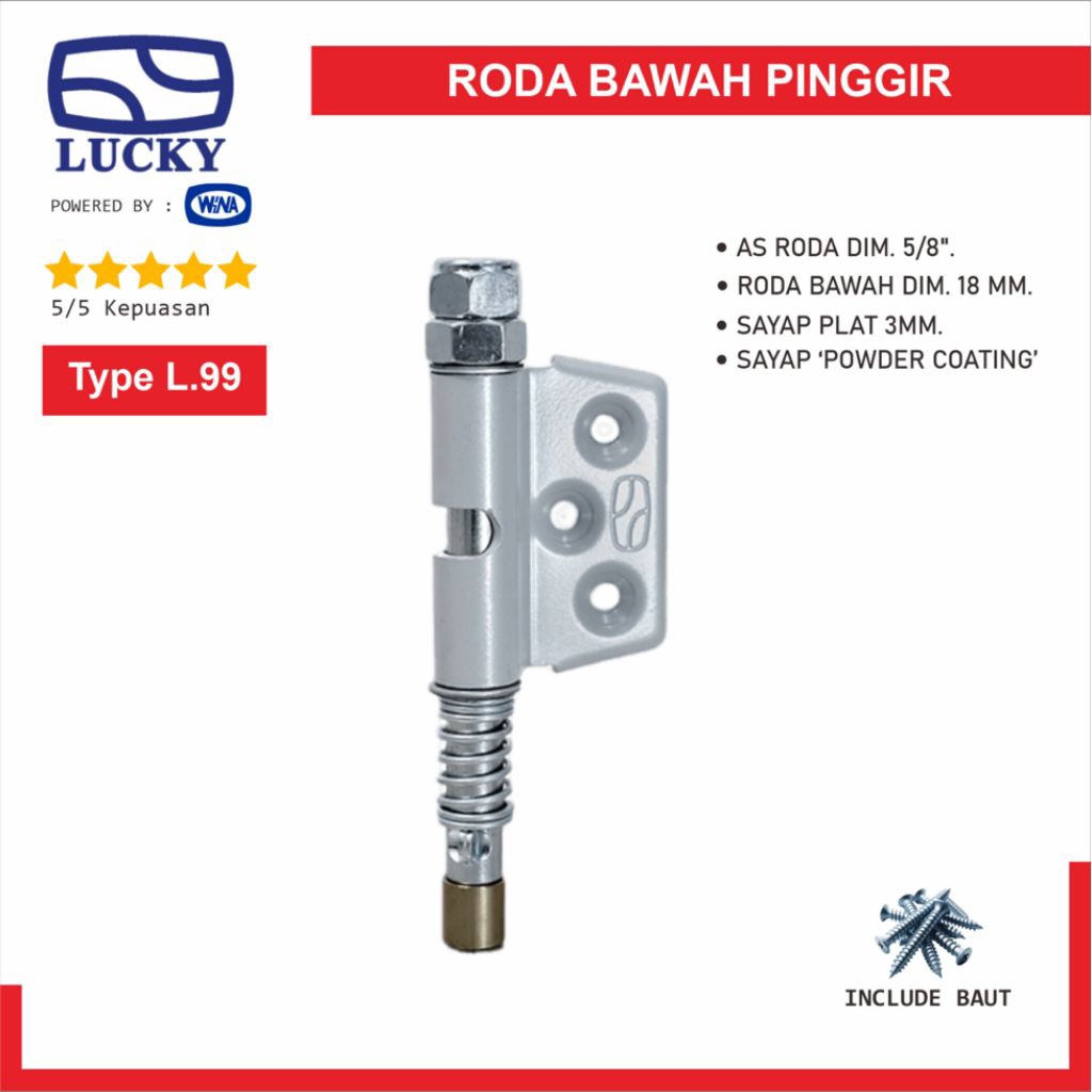 Roda Bawah Pinggir Lucky L99 Engsel Pintu Garasi Geser Sliding & Lipat - 100% Original