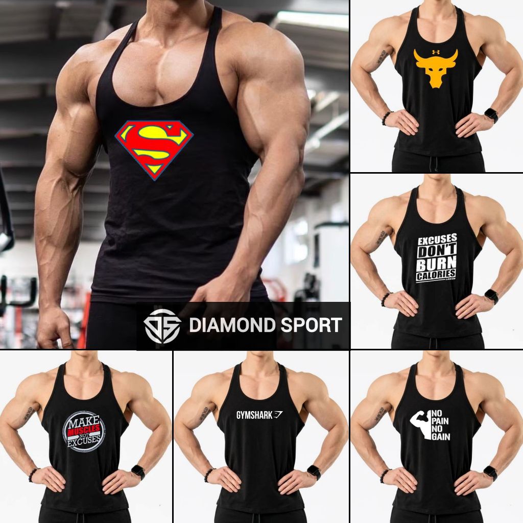 KAOS SINGLET DALAM PRIA LEHER KOTAK SINGLET OLAHRAGA GYM SINGLET GYM PRIA SINGLET GYM TALI KECIL PRI
