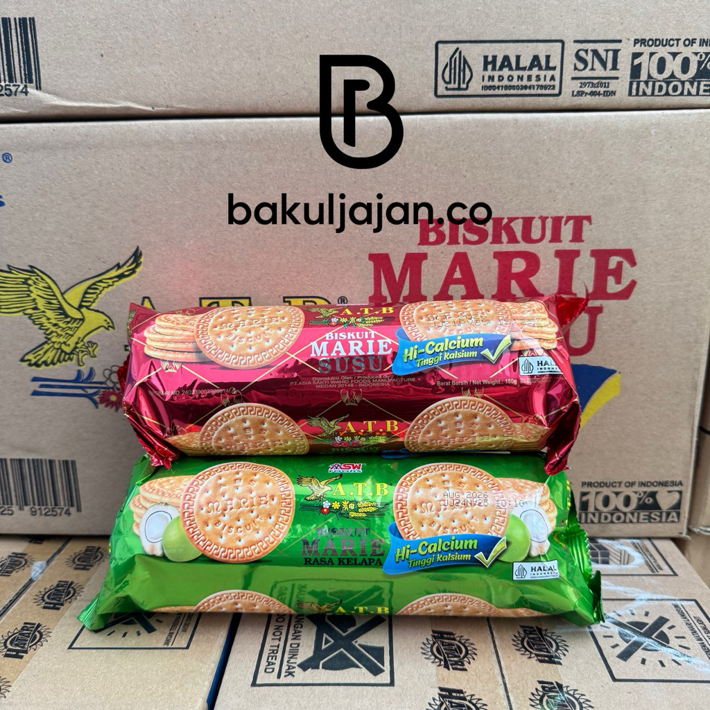ATB Marie Susu 180gr Biskuit Regal 1 DUS ISI 24 (2 Varian Rasa Marie Susu dan Marie Kelapa)
