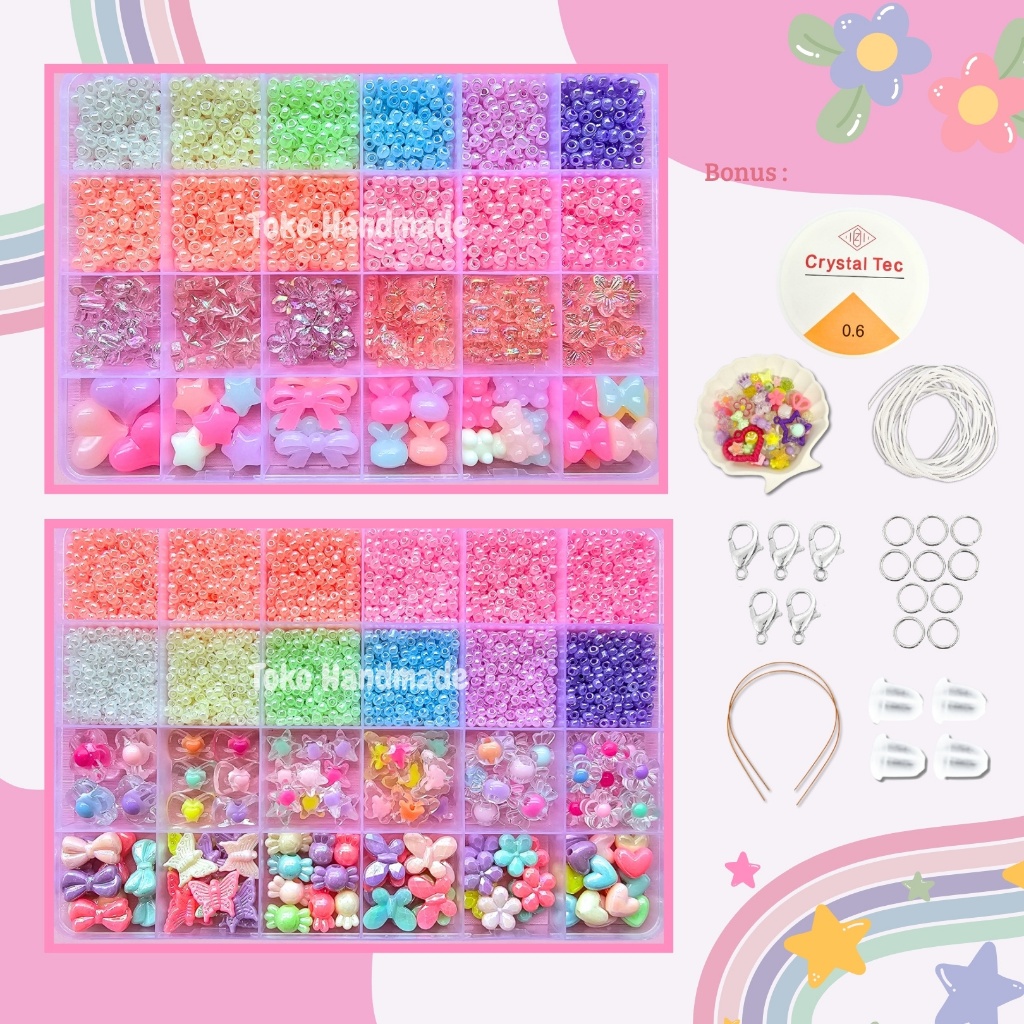 Toko Handmade - Pernak Pernik Gelang 1 Box Mute Manik Manik - DIY Gelang Manik Manik Aesthetic - DIY