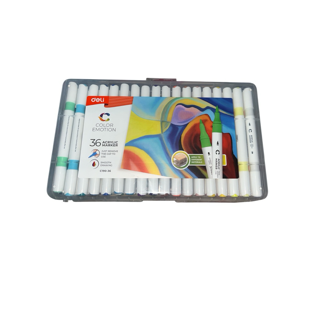 

Deli Color Emotion Acrylic Markers C190-36 Smooth Drawing Twin Marker