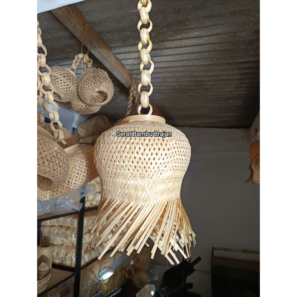 Jlelectro Kap Lampu Klenting Rumbai Mini Kap Lampu Gantung Kap Lampu Estetik Kap Lampu Bambu