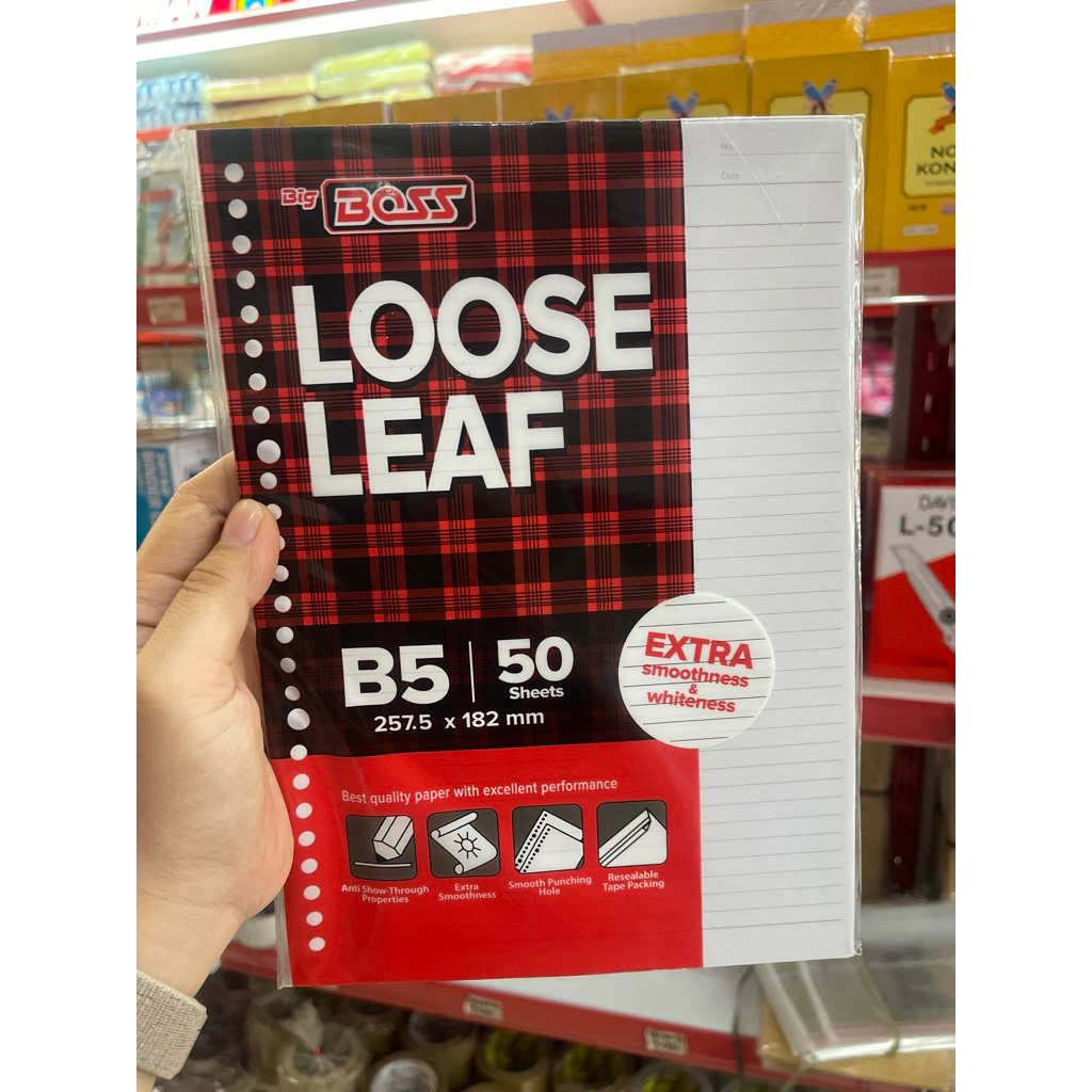 

KERTAS BINDER LOOSE LEAF B5 BIG BOSS / KERTAS BINDER BOXY ISI 50 Lembar