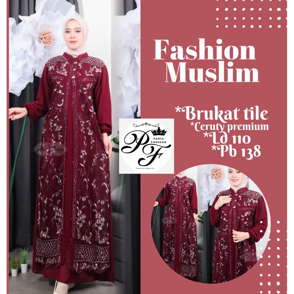 GAMIS BROKAT TILE MEWAH | Gamis Brokat Premium | Gamis Tile | Gamis Ceruty Mix Brokat