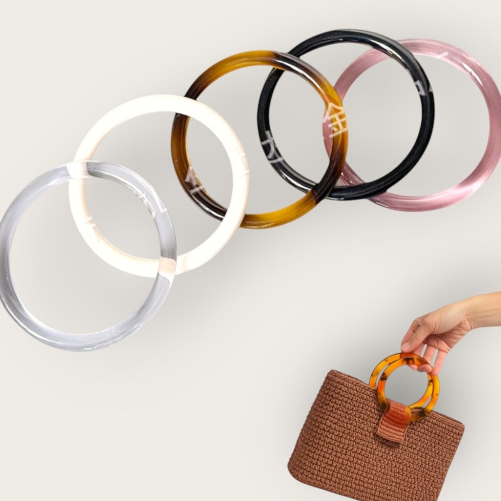 1 Pcs Handle Tas Gagang Tas Bulat Akrilik Mewah untuk tas rajut