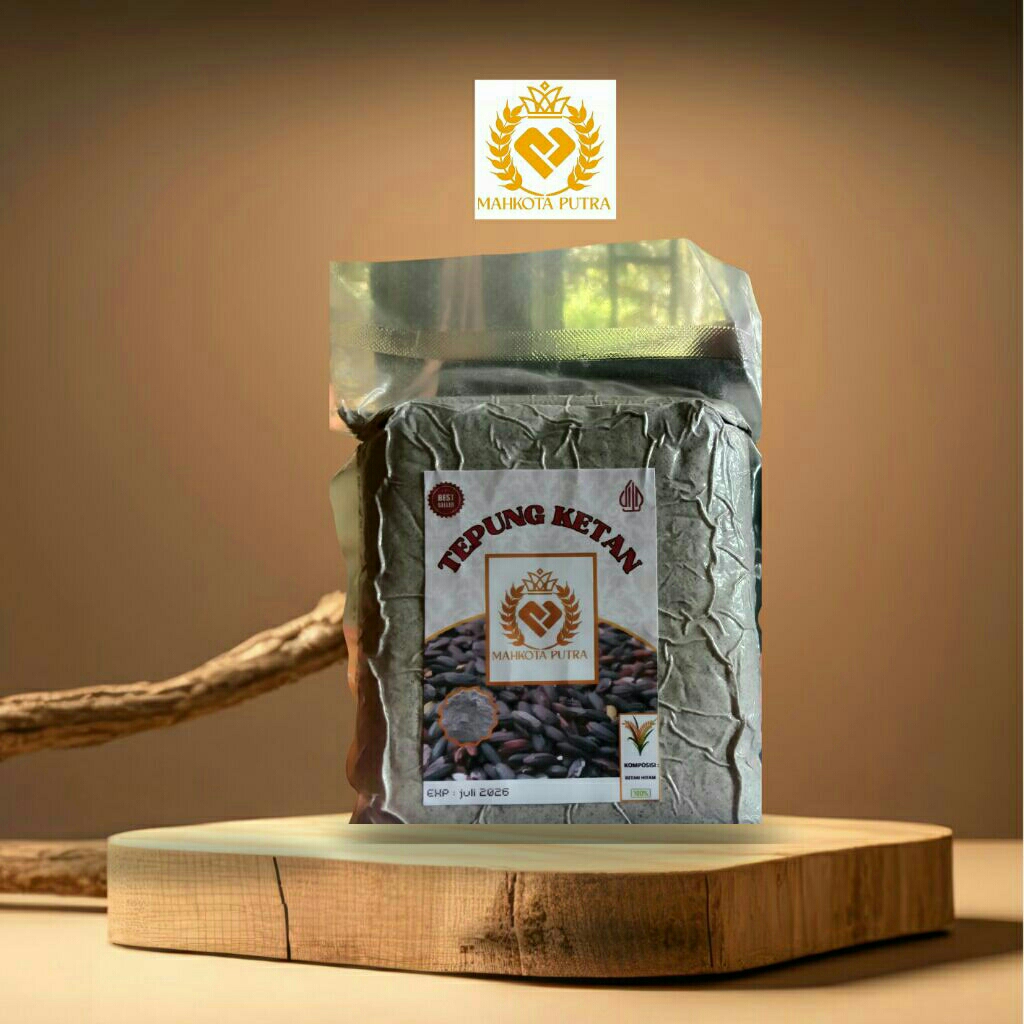 

Tepung Ketan Hitam Asli 100%-Kemasan vacum (250gr).Cap mahkota putra